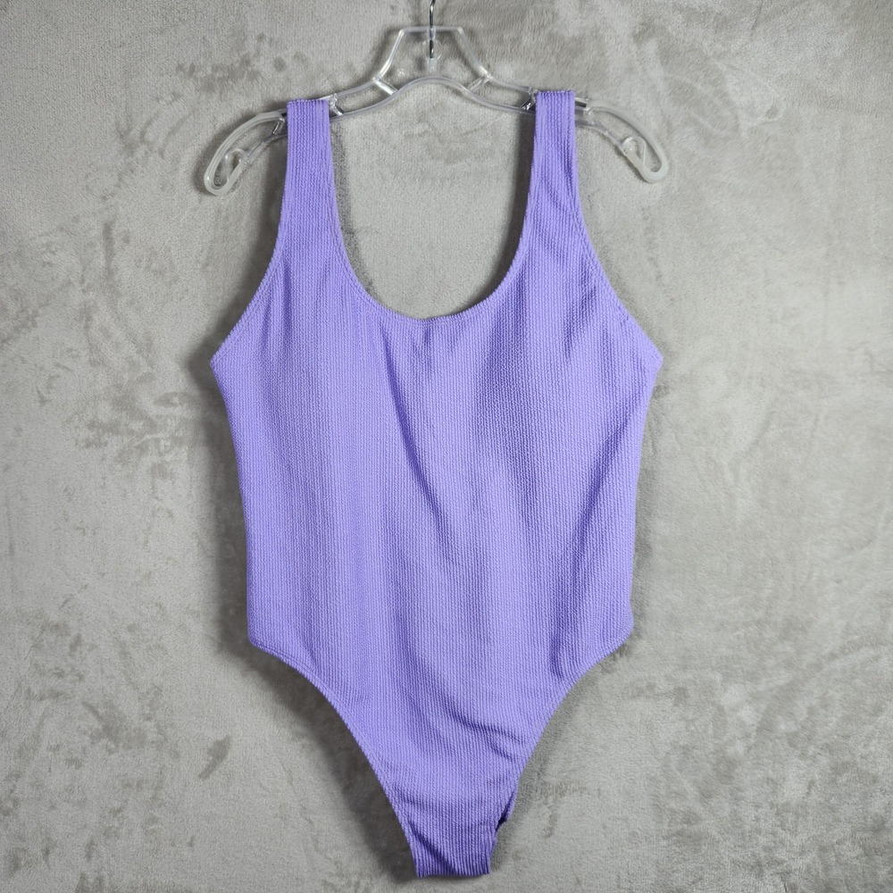 Cotton On Body One Piece Swimsuit Women XL Ariel Purple Crinkle Scoop Cheeky New